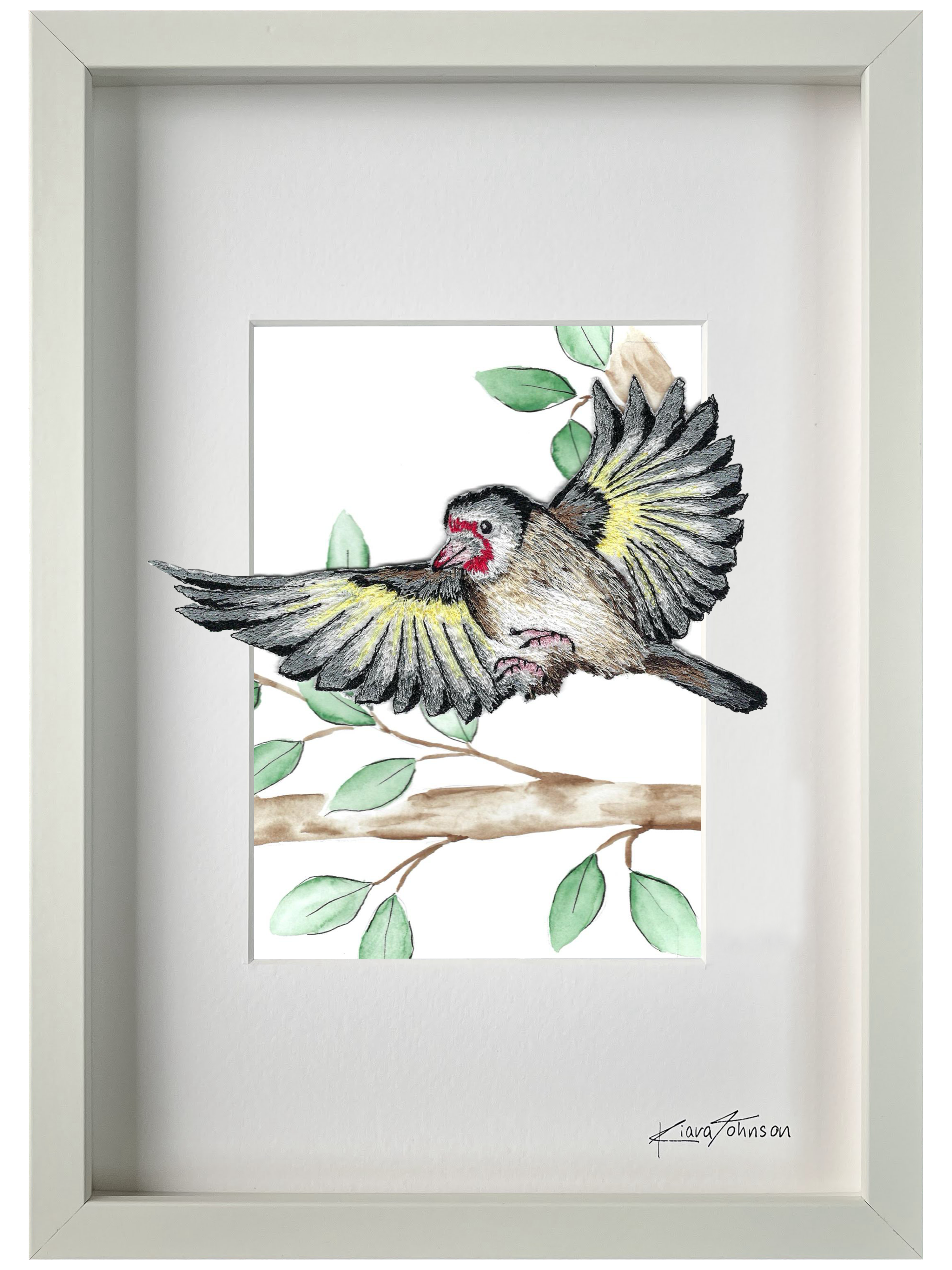 Flying Goldfinch Embroidery