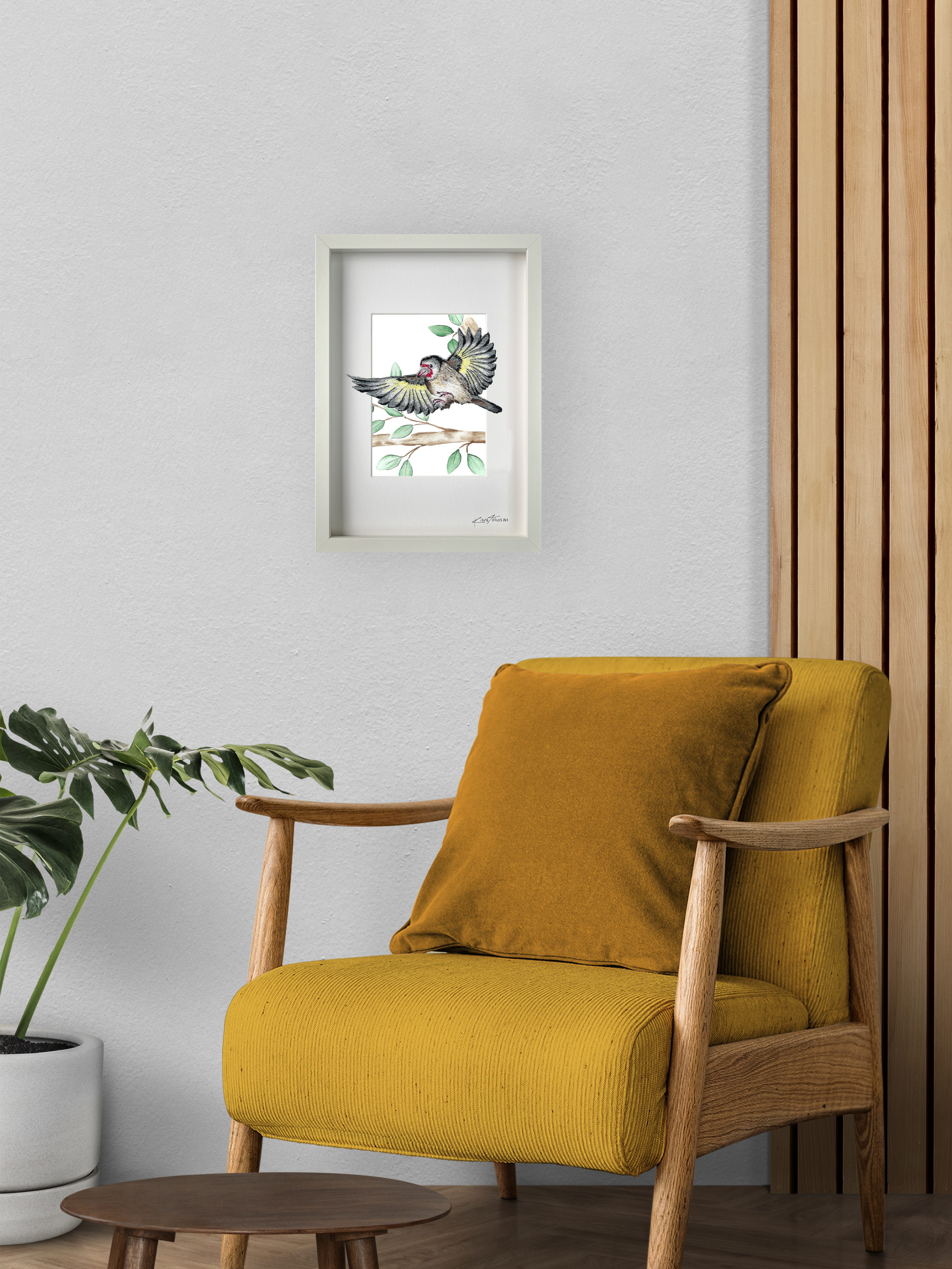 Flying Goldfinch Embroidery