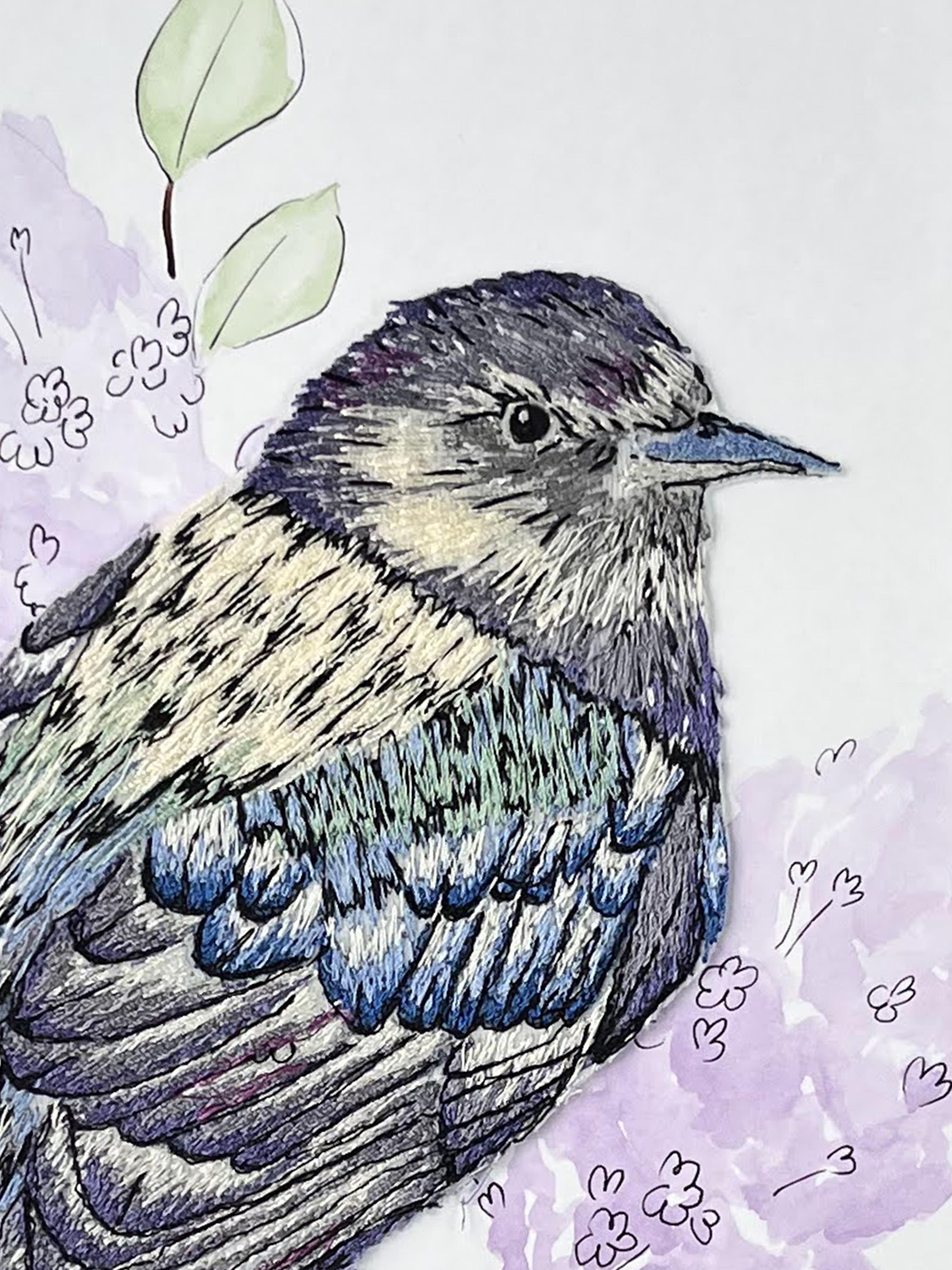 Floral Starling Embroidery